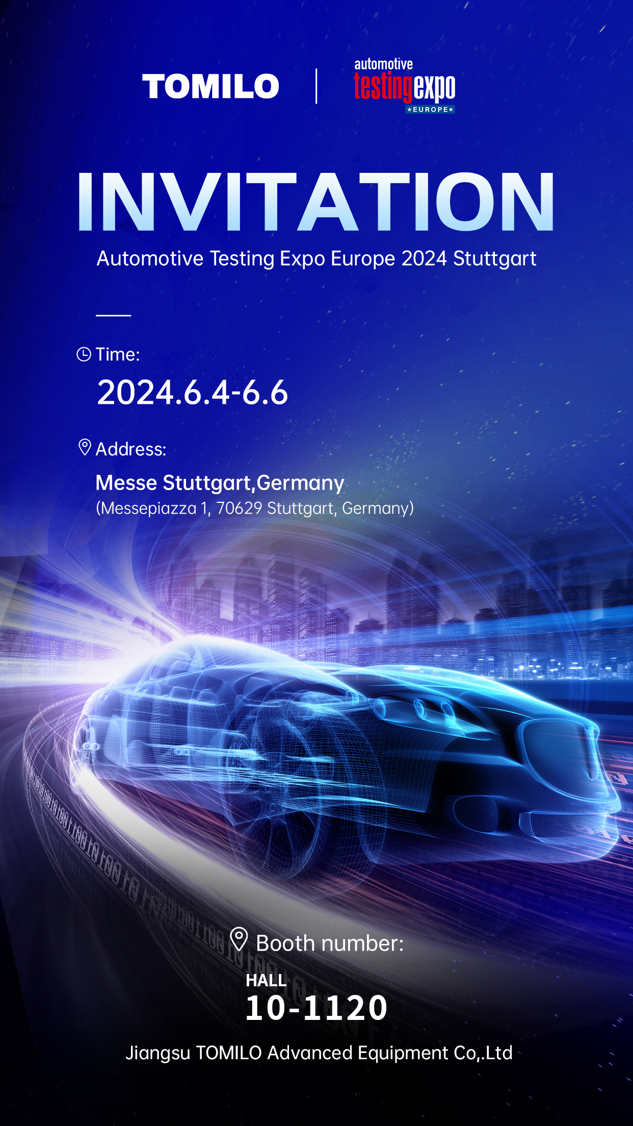 TOMILO invites you to attend the Automotive Testing Expo Europe 2024 Stuttgart